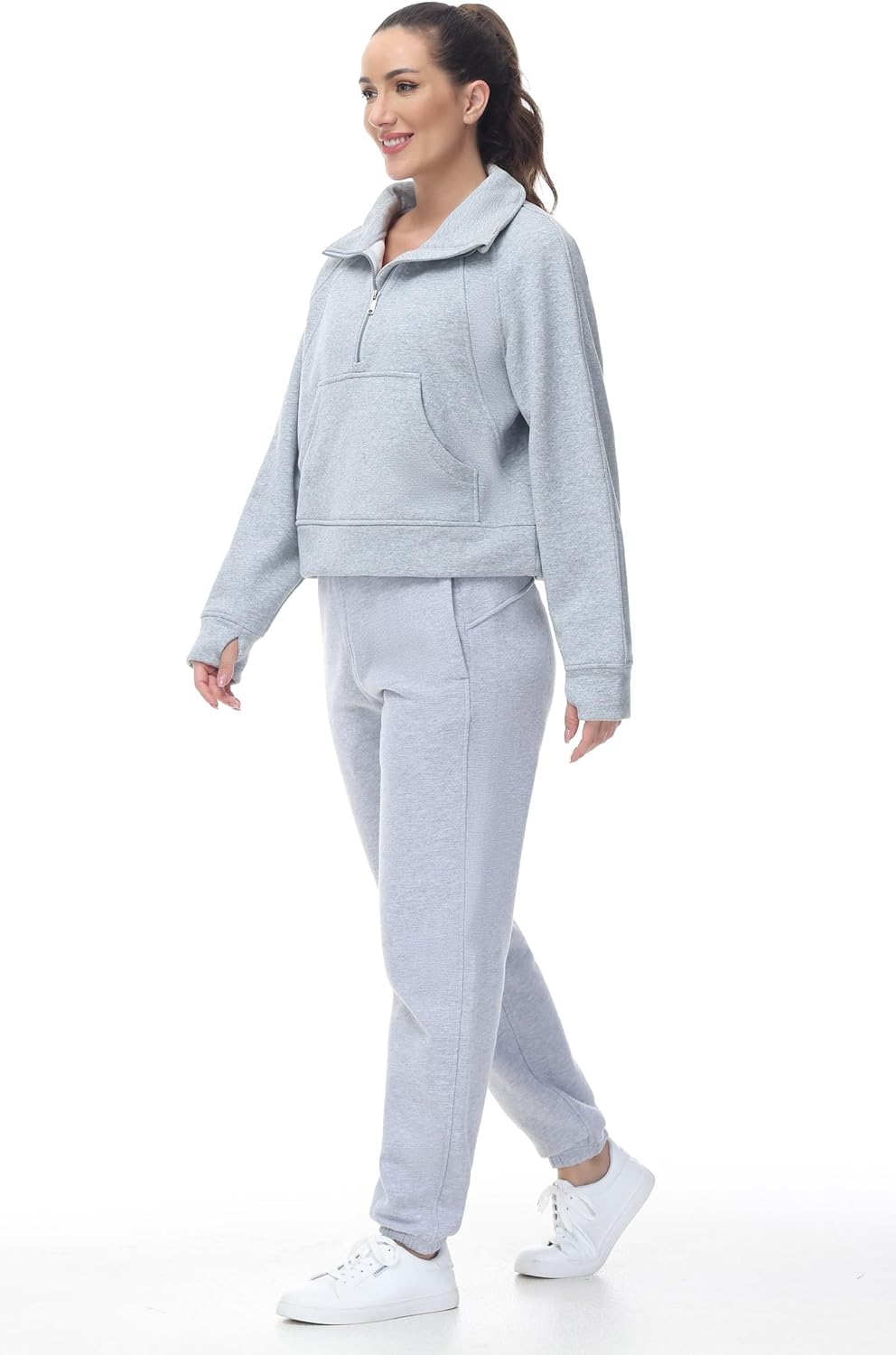 THE GYM PEOPLE Women's Fleece Sweatpants Warm Workout Joggers Pants with  Pockets(Grey) - The Gym People