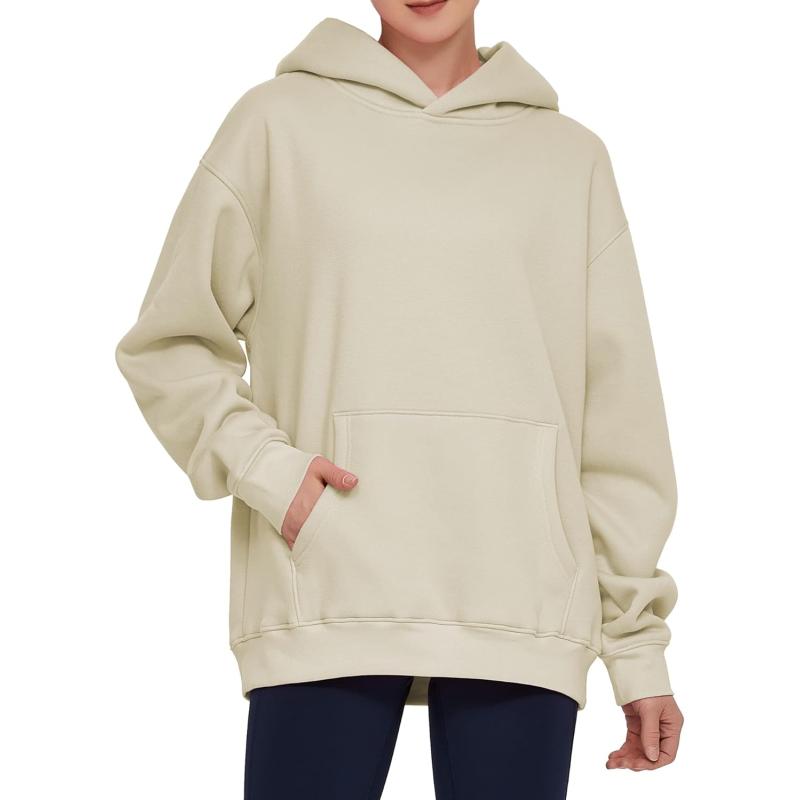 THE GYM PEOPLE Women's Oversized Hoodie Loose fit Soft Fleece Pullover  Hooded Sweatshirt With Pockets(Khaki) - The Gym People